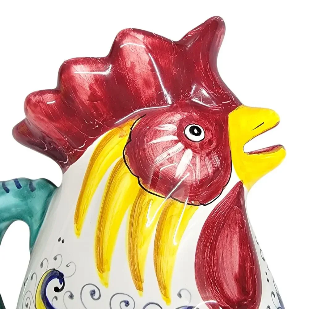 FIMA Deruta Ricco Deruta Ceramic Rooster Pitcher 0.5L Made in Italy Good Luck